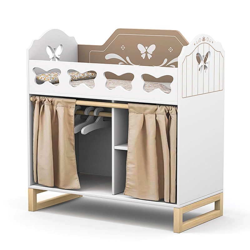 Customize Baby Doll Furniture Wooden Toy Doll Crib with Storage W08E045